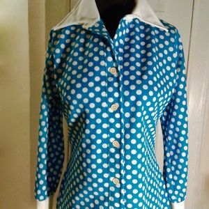VINTAGE - Sapphire 'n Polkadot Blouse